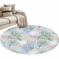 thumbnail image 2 of Summer Marine Life Round Living Room Rugs 3.3 ft, Blue Starfish Coral Shell Washable Area Rug with Non-Slip Sturdy Edge Binding Round Front Door Mat Floor Carpet for Entryway, 2 of 9