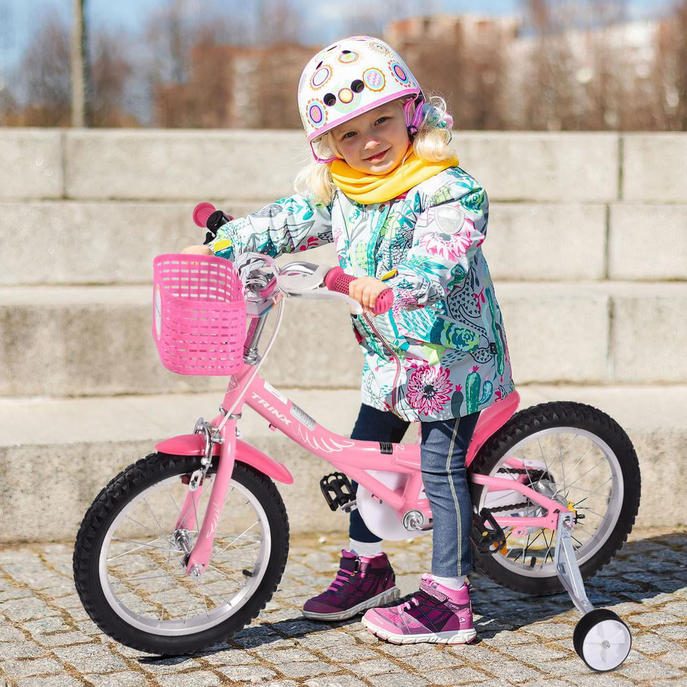 Girls Bike with Basket for Kids 14 inch with Training Wheels NEW 