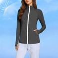 thumbnail image 5 of Maqroz Women's Lightweight Jacket Plus Size Sun Protection High Neck Long Sleeve Full Zip Workout Jacket with Pockets UPF 50+ UV Rash Guard Hiking Shirts Outdoor Gray S, 5 of 7