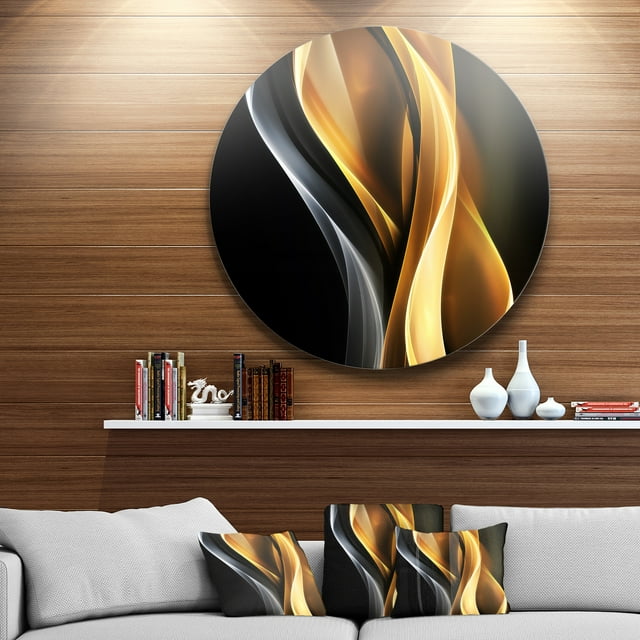 Designart - Brown White Light Art' Abstract Circle Metal Wall Art
