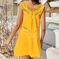 thumbnail image 4 of Swimsuit Cover Up Beach Swim Cover Up Women's Hand Hook Stitching V Neck A Line Skirt Sexy Beach Bikini Swimsuit Cover Up, 4 of 7