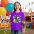 thumbnail image 2 of KKBOTIVE Kids Mardi Gras Outfit Casual Striped Long Sleeve Shirt Round Neck Tops for Boys Girls Daily Festive Tees Pullover, Dark Purple Size: 2-3 Years, 2 of 6