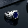 thumbnail image 4 of Gem Stone King Men's 925 Sterling Silver Blue Sapphire Ring for Women (4.50 Cttw, Oval 12X10MM, Gemstone Birthstone, Available in Size 7, 8, 9, 10, 11, 12, 13), 4 of 5