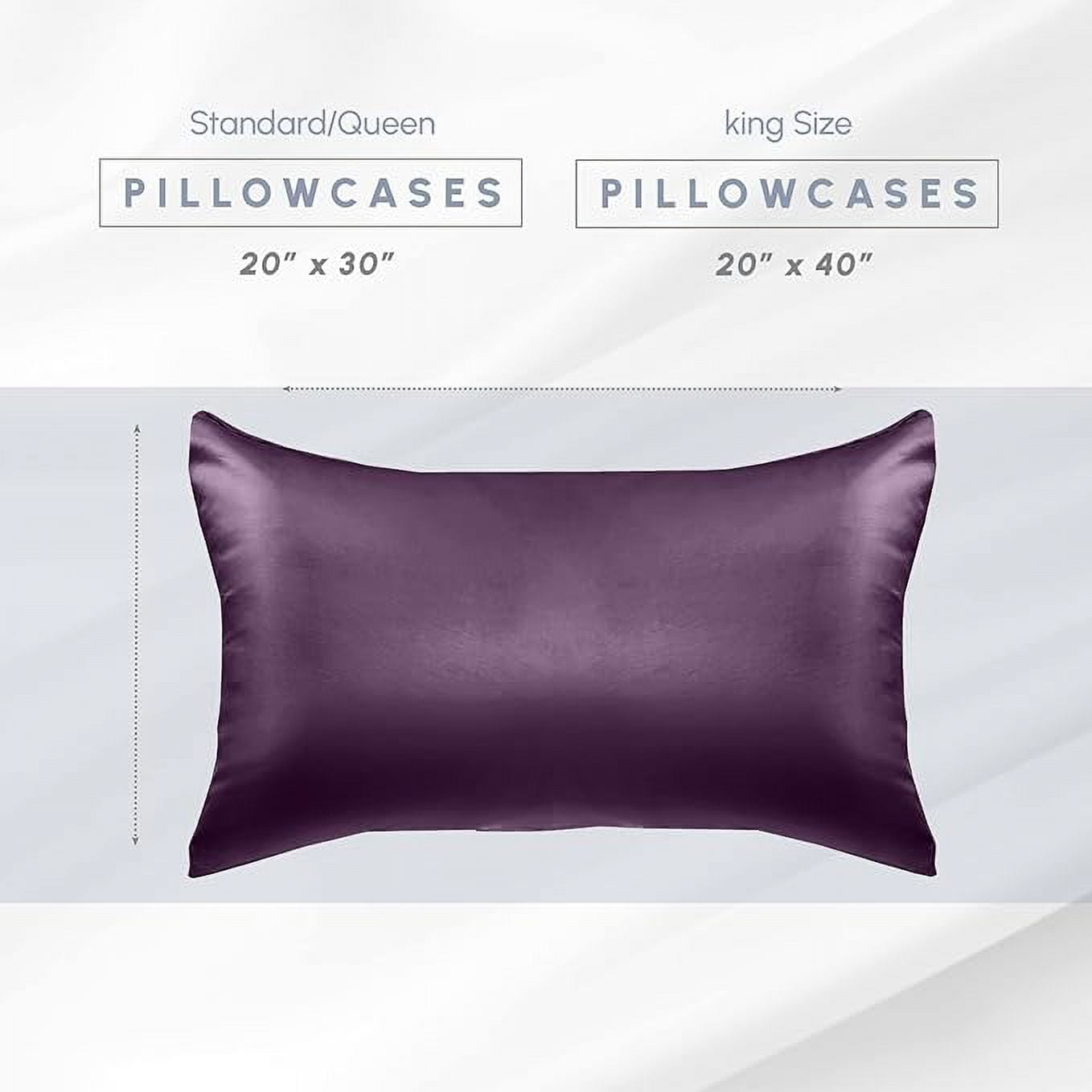 Cooling Viscose Satin Pillowcase 4-Pack Set with Hidden Zipper Closure,King, Purple