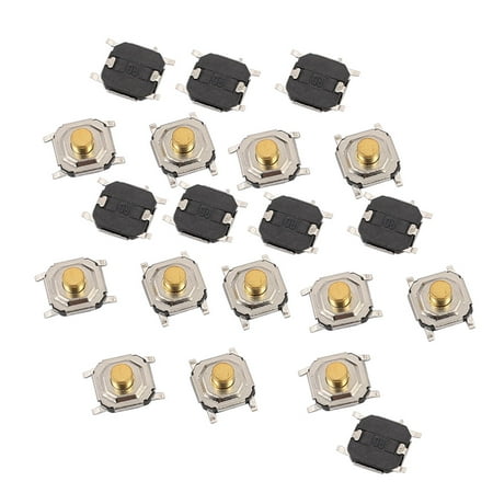 Square Push Button - 20Pcs 4 Pin Square 4mmx4mmx2.3mm Self-Locking DPDT Push Button Switch