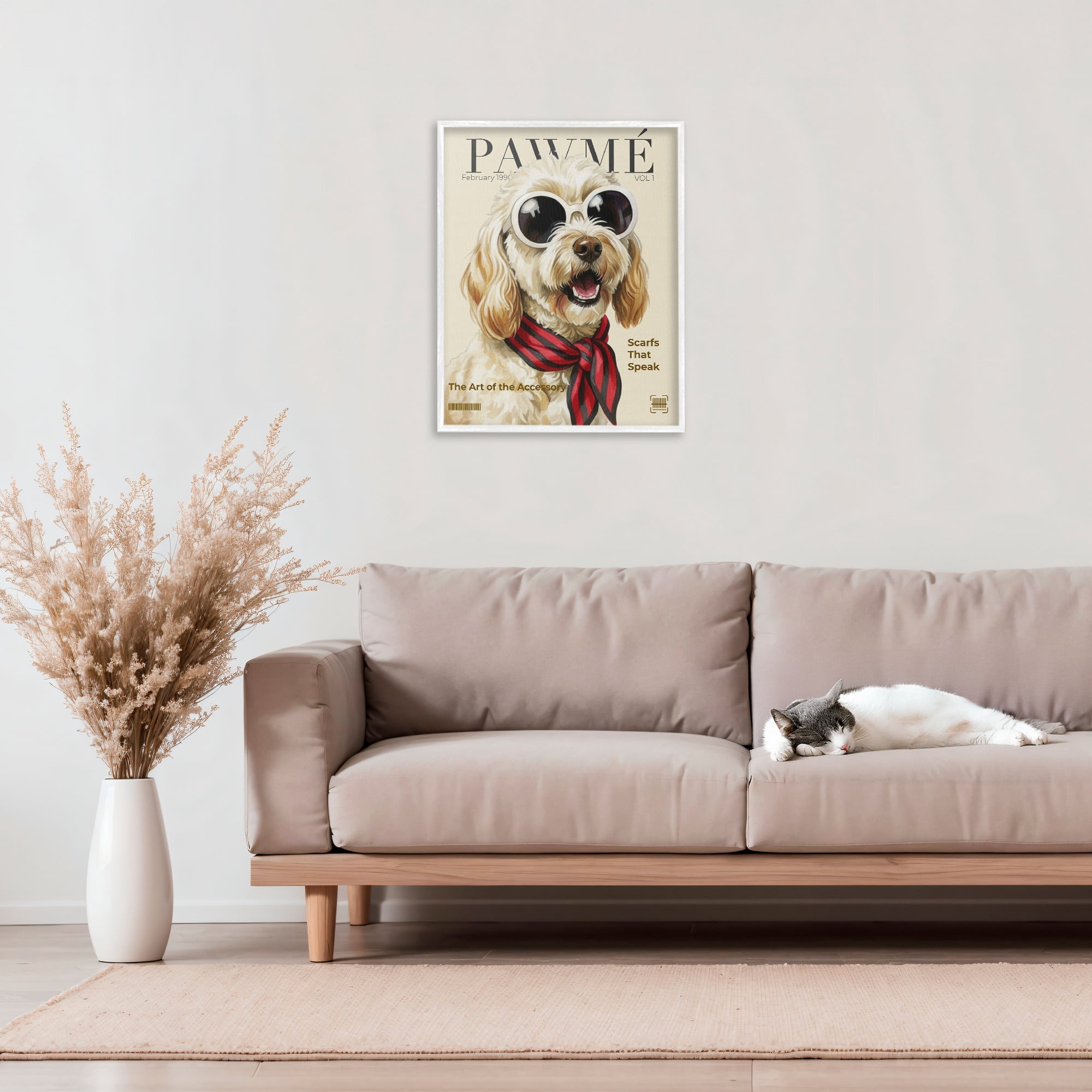 Stupell Industries Pawme Dog Fashion Magazine White Framed Giclee Art, design by A Barefoot Stylist