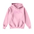 thumbnail image 6 of Women's Fashion Lightweight Long Sleeve Pullover with Pockets Preppy Graphic Hoodie with Bow Print for Comfortable Fit,Pink,S, 6 of 7