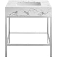 thumbnail image 4 of Maklaine Contemporary White Artificial Marble Bathroom Vanity, 4 of 6