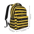 thumbnail image 4 of Hirioo Striped With Bees Print Laptop Backpack Lightweight Casual Travel Daypack for College Workplace Travel, 4 of 5