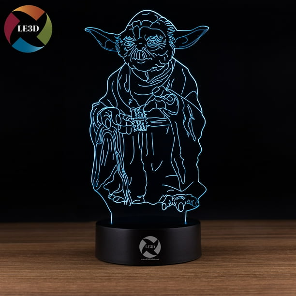 3D Optical Illusion Night Light - 7 LED Color Changing Lamp - Star Wars Yoda - Walmart.com