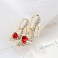 thumbnail image 3 of Broches de zapatos de princesa YONGSHENG con diamantes de imitación tacones altos rojos 4 piezas, 3 of 5