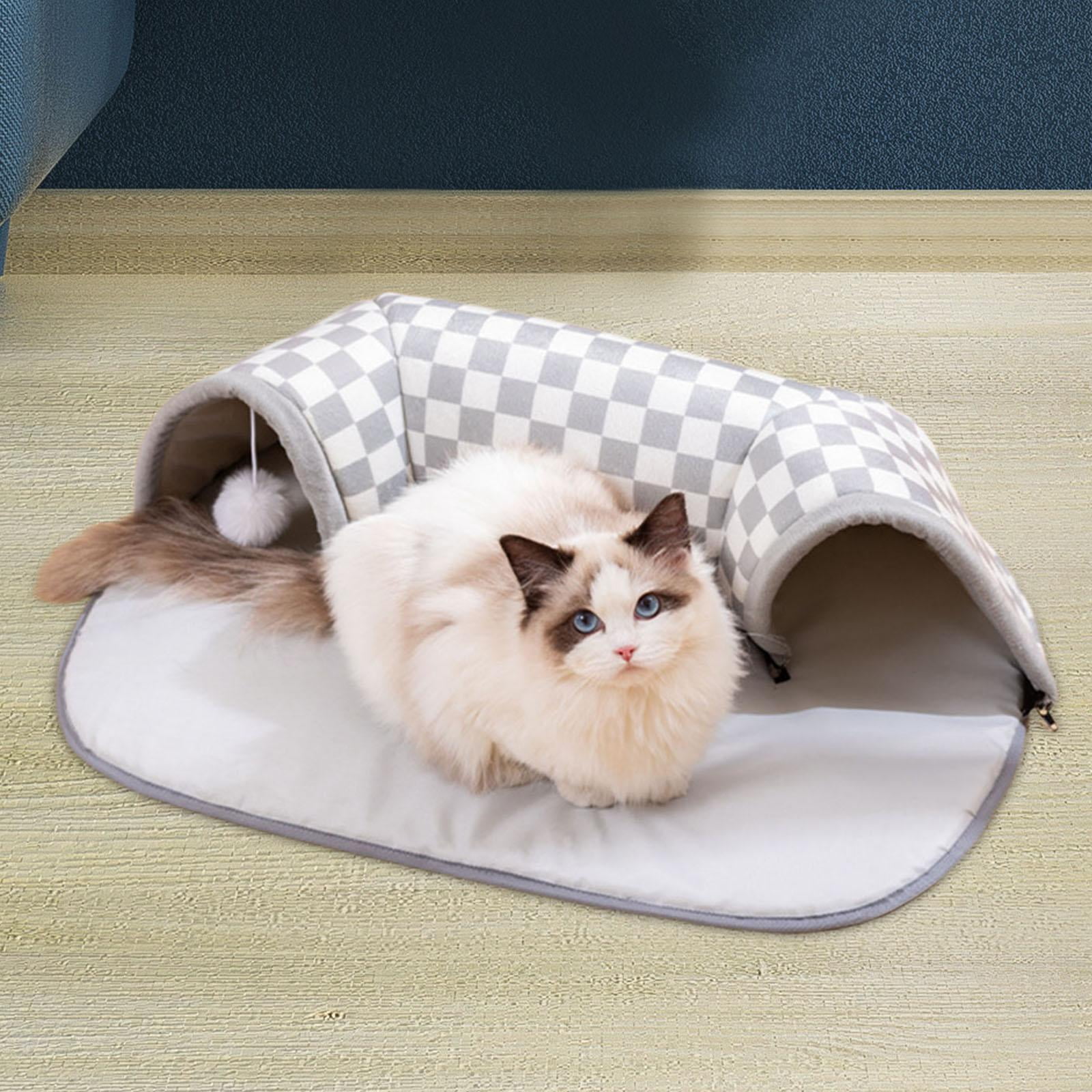 Bvdfgk 2 in 1 Cat Bed Play Tunnel Interactive Toy, and Playing Ball Toys, Foldable Soft S