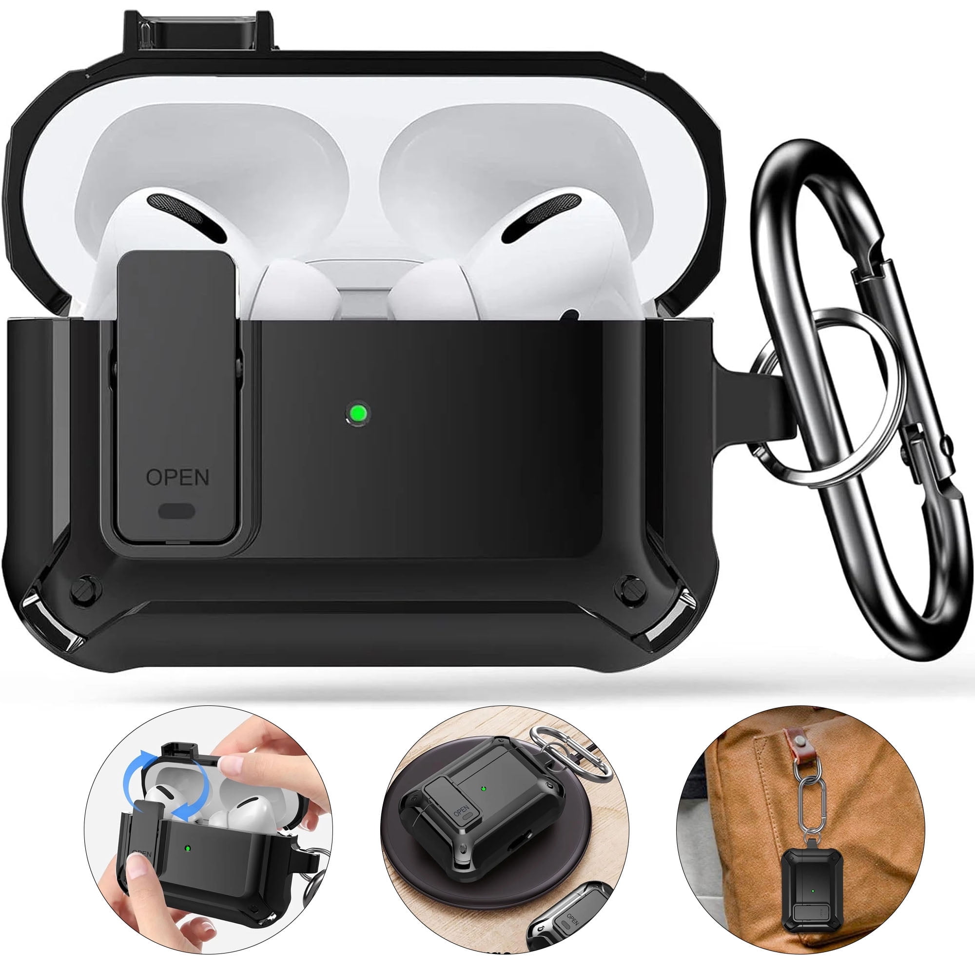Case for Airpod Pro Case Cover with Lock, Compatible with Airpods Pro 2nd Generation/1st Generation Case (2023/2022/2019), Shockproof Cover for iPods Pro 2 Case Men Women