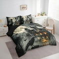 thumbnail image 3 of jejeloiu Black Raven Bird Bedding Comforter Set 7 Pieces,Spooky Castle Full Bedding Set,Happy Halloween Fitted Sheet Flat Sheet For Child,Luxury Bedroom Decor Reversible, 3 of 8