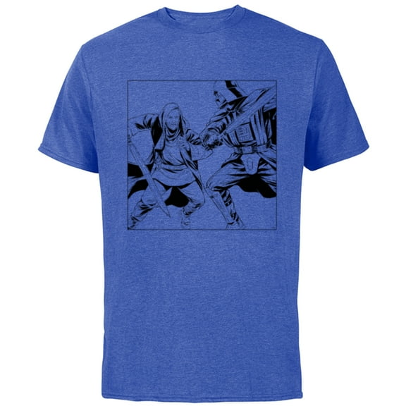 Star Wars Obi-Wan Kenobi vs Darth Vader Coloring Sketch - Short Sleeve Cotton T-Shirt for Adults - Customized-Royal Heather