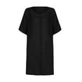 thumbnail image 3 of Beach Mini Dress with Pockets Cover Ups Women Short Sleeve Linen Button Up Shirt Dress Swimwear Coverups Dress, Black L, 3 of 5