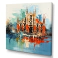 thumbnail image 2 of Designart "Milan Cityscape A Palette of Orange and Blue" Cityscapes Wall Art - Industrial Orange Milan Hallway Wall Art Decor, 2 of 6