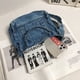 thumbnail image 4 of Bolsa de hombro de mezclilla para mujer, Bolsa de moda informal suave para estudiante (azul claro) Tmvgtek Para Estrenar, 4 of 9