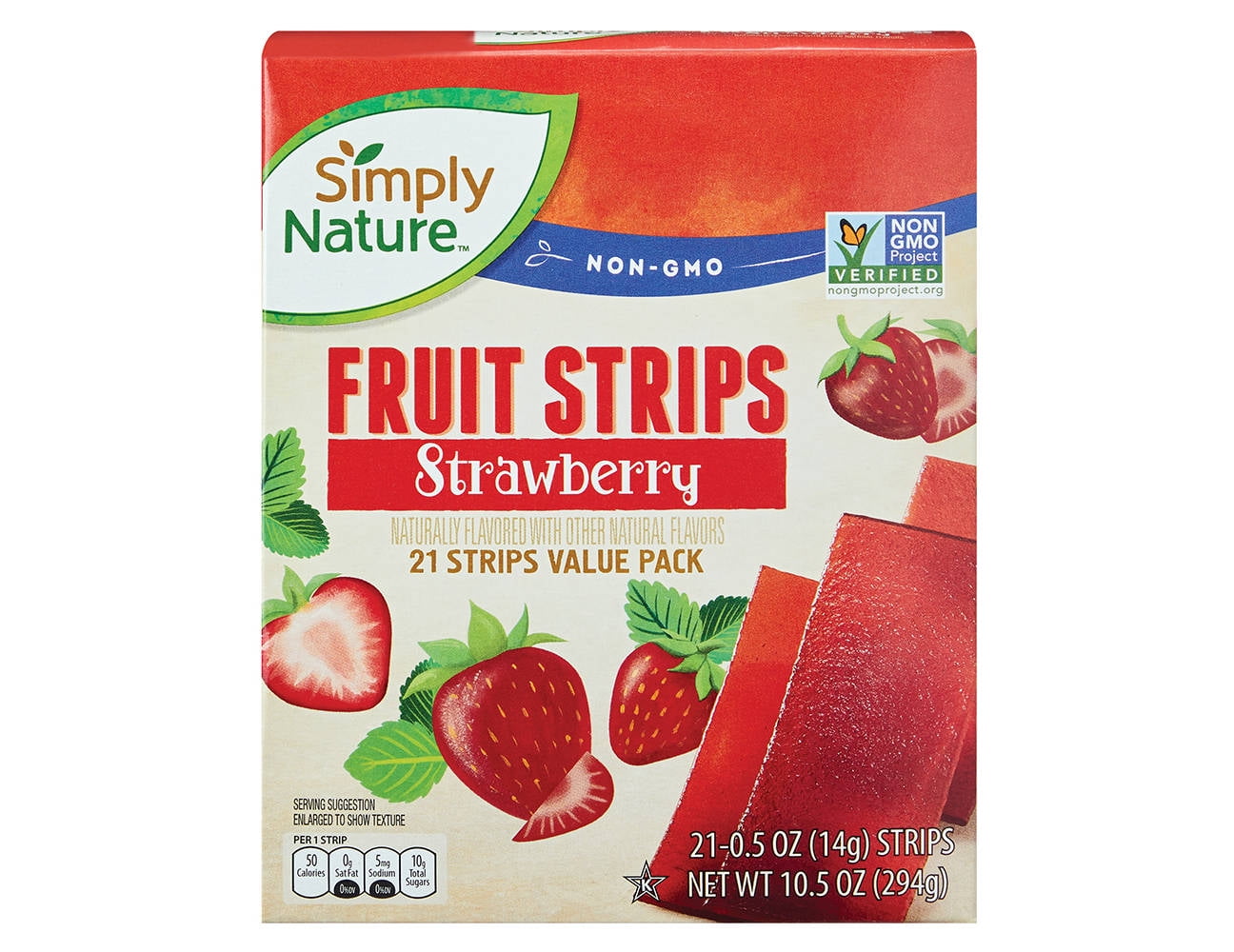 Simply Nature Strawberry Fruit Strips Non-GMO Verified - 3 Pack