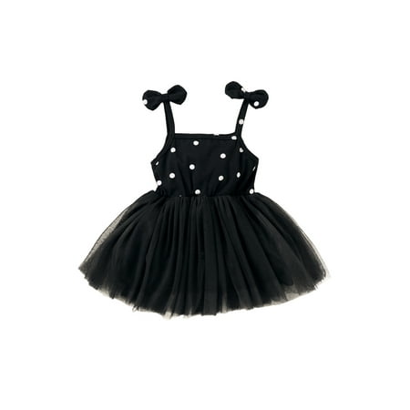 

EYIIYE Kids Girls Black Sling Lace Party Tulle Tutu Princess Dress