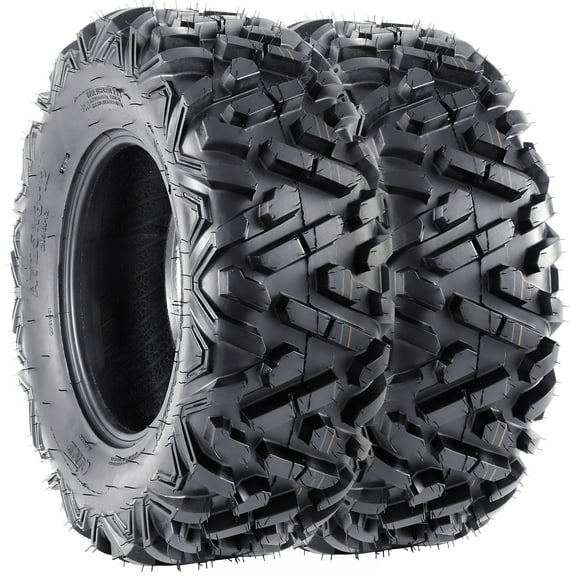 AOILE 2 Pack Rubber ATV Tires, 25x10-12 6PR All Terrain TL ATV UTV Trail Sand Mud Off-Road Tires, Tubeless