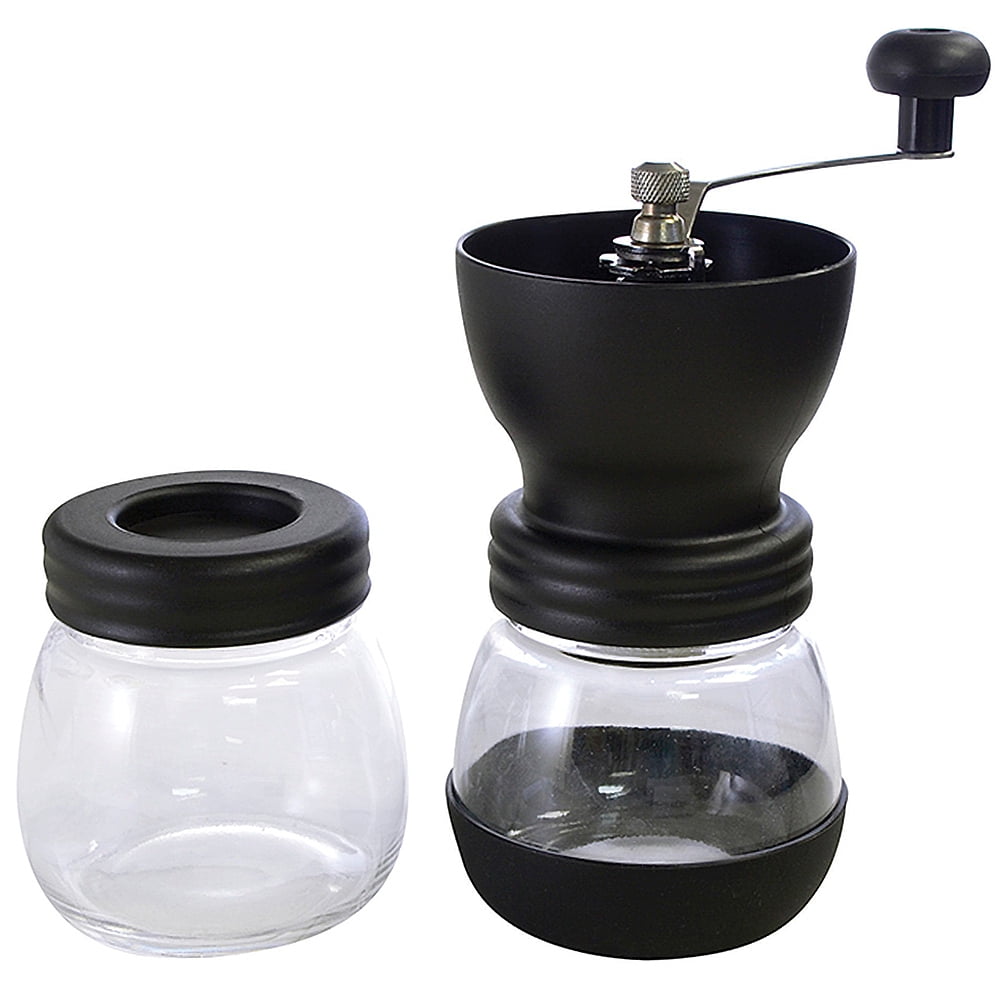 Portable Manual Transparent Coffee Bean Grinder Ceramic Burr Bean Mill 10oz Jar 