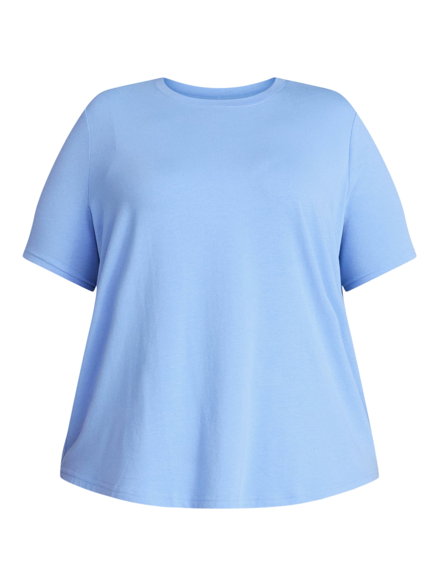 Terra & Sky Women's Plus Size Crewneck Tee with Short Sleeves, Sizes 0X-5X