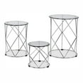 thumbnail image 1 of Furniture of America Nikova Glass Top 3-Piece Nesting Table Set in Silver, 1 of 8