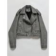 thumbnail image 1 of -Chaqueta corta de piel sintética lavada para mujer, ropa de calle con cinturón y cremallera, abrigo Retro de motociclista, Tops, 1 of 5