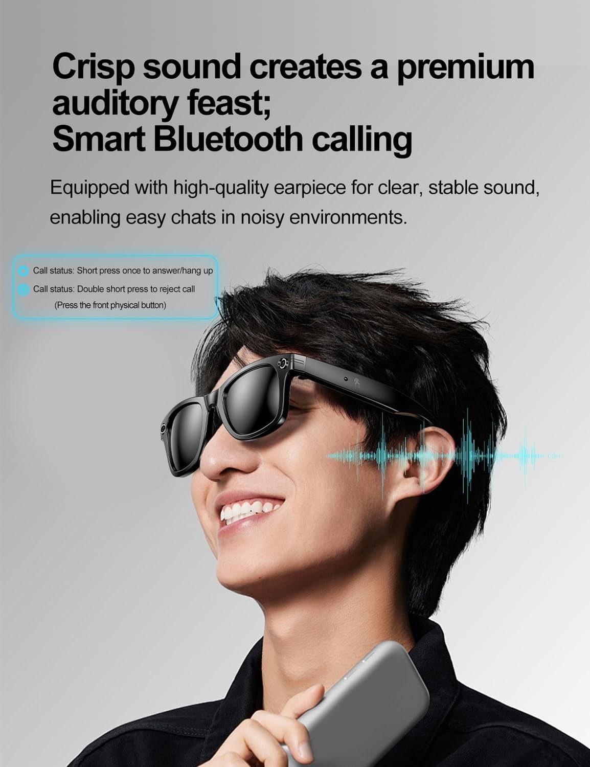 2025 New Cyanvue Ai Smart Glasses – 8mp Camera Glasses with Music & Call Features, Ai Smart Glasses with Camera, 144 Translation, Anti-Shake Smart Sunglasses, 32gb Storage, Unisex