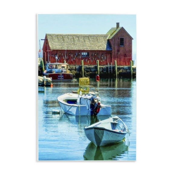 Stupell Industries Tranquil Boat Harbor Landscape & Nature Painting Unframed Art Print Wall Art, 10 x 15
