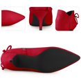 thumbnail image 3 of DARING DIVA Women's Pointed Toe Bow Cutout Kitten Heels Ankle Booties 10 Red, 3 of 4