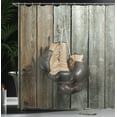 thumbnail image 3 of Ambesonne Brown Shower Curtain, Vintage Boxing Gloves, 69"Wx84"L, Brown, 3 of 4