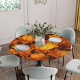 thumbnail image 5 of Orange Pumpkins Fall Round Tablecloth for 55-60 Inch Tables,Fitted Table Cover with Elastic Edge,Maple Leaves Thanksgiving Botanical Waterproof Outdoor Table Cloth Protector for Patio Garden Dinner, 5 of 9
