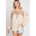 thumbnail image 4 of Women's Apricot Oversized Knit Top With Waffle Contrast, 4 of 4