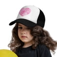 thumbnail image 3 of PAYOHTO Kids Pink Love Heart Baseball Hat Back Adjustable Mesh Breathable Hats Black Trucker Cap Outdoor Fishing Sun Caps for Boys or Girls ages 4-10, 3 of 9