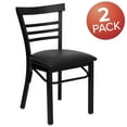 thumbnail image 3 of Flash Furniture 2 Pack HERCULES Series Black Three-Slat Ladder Back Metal Restaurant Chair - Black Vinyl Seat, 3 of 8