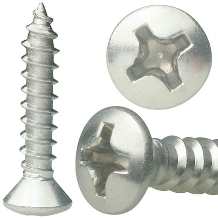 

AMZ Clips And Fasteners 100 #8-15 x 2 (FT) Self-Tapping Screws Philips Oval Head Type A Stainless A2 (18-8)
