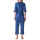 thumbnail image 3 of Conjunto de pijama de satén para mujer INSPIRE CHIC, camisa de media manga de seda con pantalones largos, pijama suave para estar en casa, talla XS, azul, 3 of 6