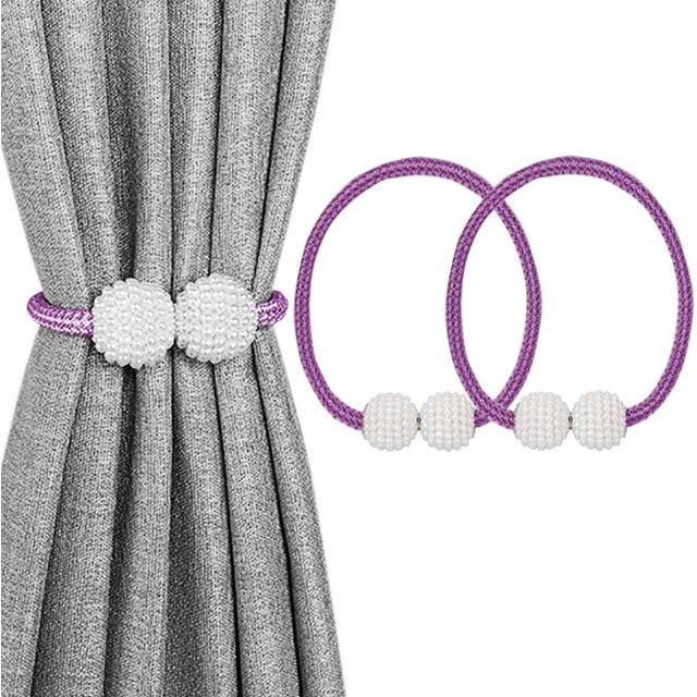 LAICAIW 2 Pack Embrasses Magnétiques pour Rideaux, Embrasses Décoratives pour Rideaux de Fenêtre (Violet)