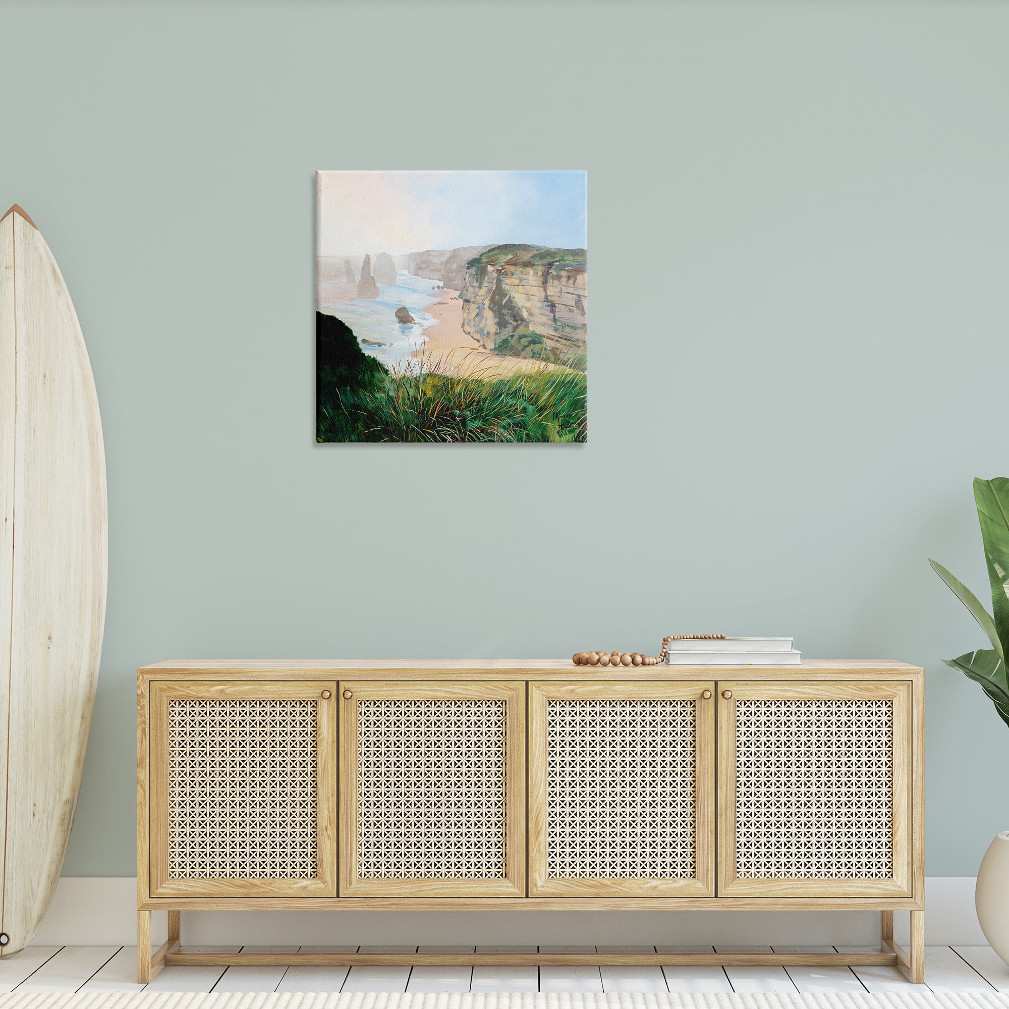 Stupell Industries Nautical Beach Cove Landscape Painting Gallery Wrapped Canvas Art Print Wall Art, 30 x 30
