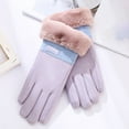 thumbnail image 2 of Moocorvic Purple Winter Gloves with Velvet Lining, Ladies Ski Snow Gloves for Cold Weather Outdoor Running Cycling Driving, 2 of 4