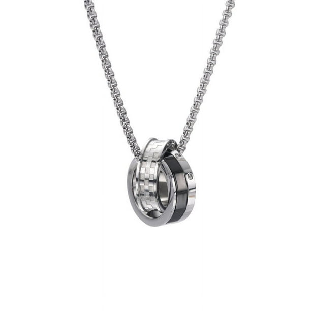 Collar con colgante de anillo de acero de titanio simple para hombre, cadena de lana con eslabones distintivos de estilo hip hop, accesorios de joyería de moda