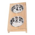 thumbnail image 4 of Double Bol pour Chat en Acier Inoxydable, Bols Surélevés Confortables et Polyvalents avec Support en Bambou pour Chats Support en Bambou et Double Bol en Acier Inoxydable, 4 of 8