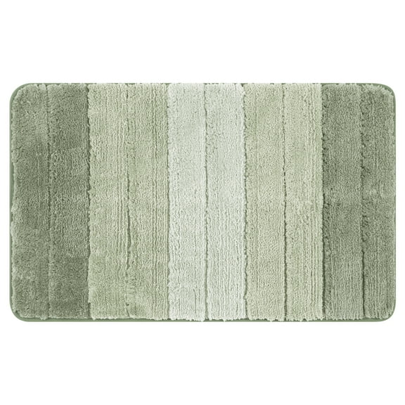 Unique Bargains Plush Gradient Striped Bath Rugs Microfiber Shaggy Mat with TPR Backing Green 16" x 24"