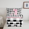 thumbnail image 5 of Manfei Monogrammed A Design Full Size Comforter Sets,Geometric Grid Print Bedding Comforter Set,Pink Reversible,3-Piece,1 Comforter and 2 Pillowcases, 5 of 7