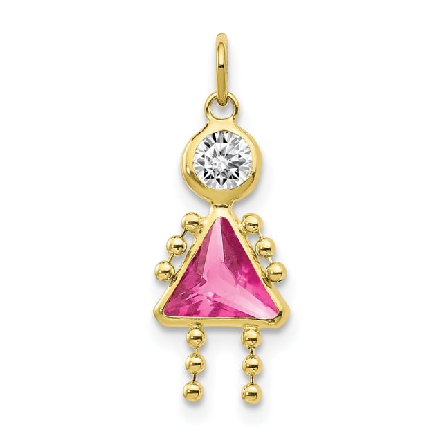 10k Yellow Gold October Girl Birthstone Necklace Charm Pendant Kid