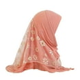 thumbnail image 3 of FUNUONY Girls Ice Silk Muslim Khimar Hijab Headscarf Flower Arab Scarf Shawls Neck Wrap Islamic Head Wrap for Age 2-7 Years Girls/Children Hijab Scarf Headscarf Wrap Muslim Amira Pink One Size, 3 of 3