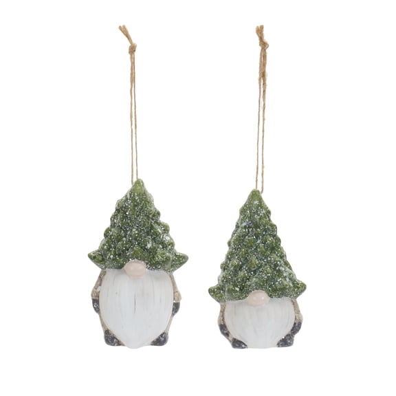Home Seasonal Decorative Gnome with Tree Hat Ornament (Set Of 6) 3.25"H Terra Cotta