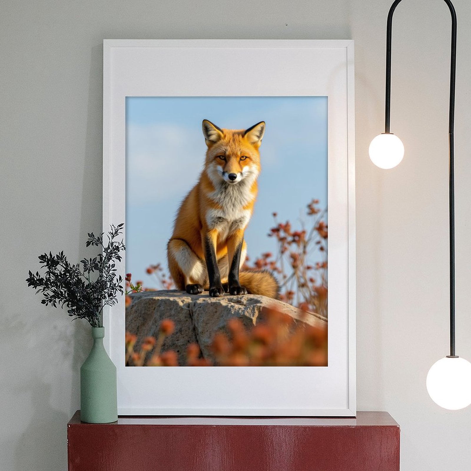 Diamond Art Kit for Adults, Red Fox Sitting On Rock Diamond Painting for Adults Beginners, DIY Diamond Art Painting Kits, 5D Diamond Painting Crafts for Home Decor 12x16 Frameless